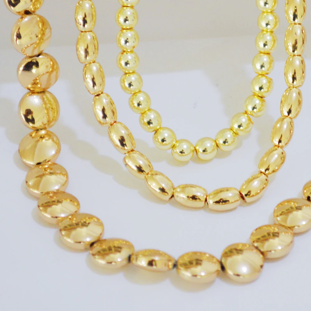 

Wholesale high quality Hematite loose beads,DIY jewelry making shiny gold plated round & olive-shaped & tablet-shaped stone bead
