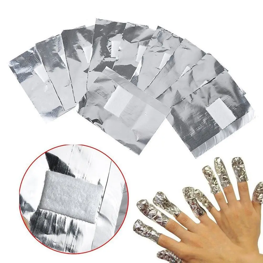 

100pcs Professional Nail Art Tools Individually Aluminum Nails Cleaner Natural Cotton Foil Nail Wrap Remover Pads