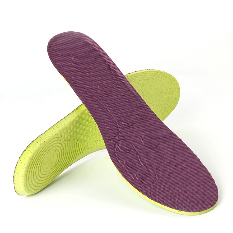 

Cheap Pirce Breathable Fabric Flexible Full Length Foot Massage Basketball Running Shoes Insole with silver ion, Purple with green