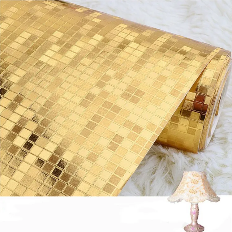 Mosaic Sparkle Light Reflect Gold Foil Wallpaper Silver Foil Wall Paper