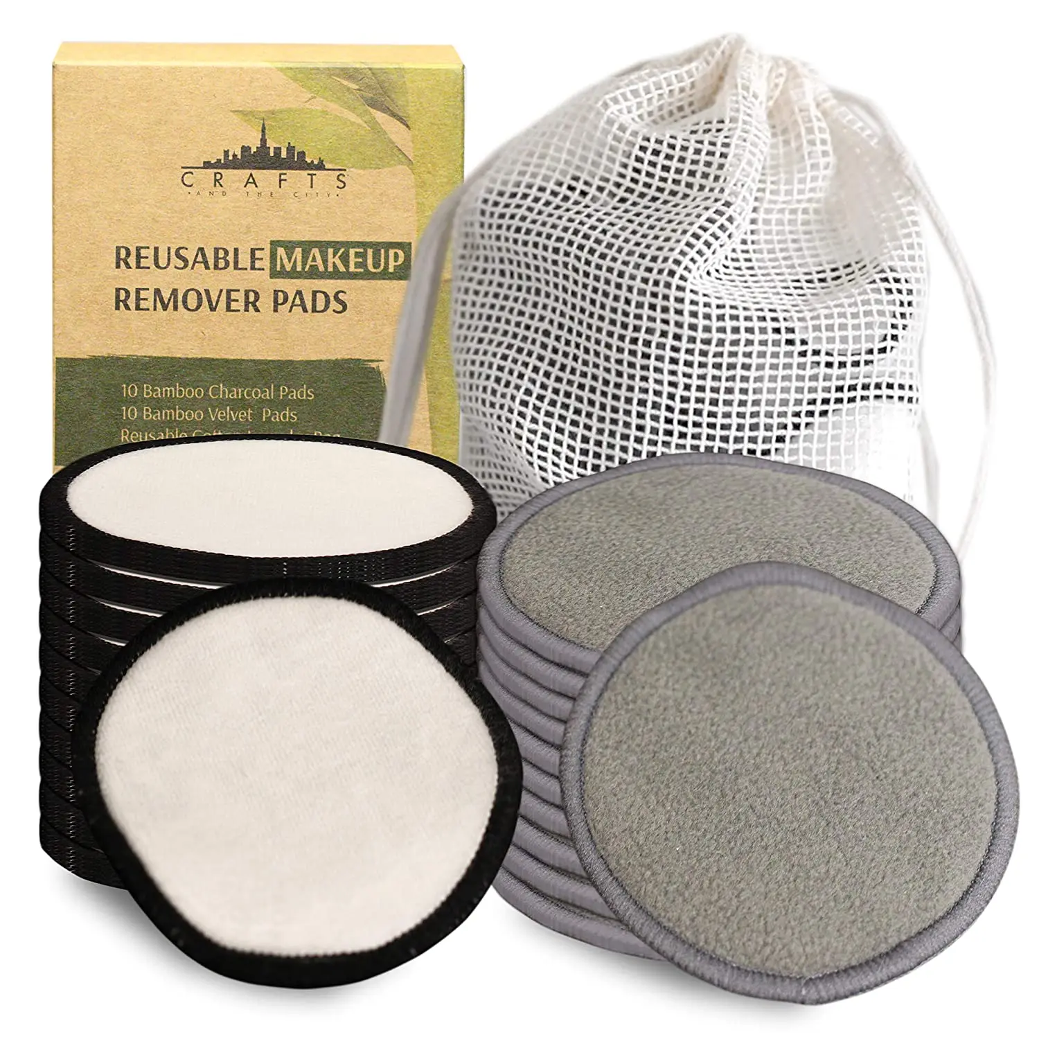 

Zero waste Rounds Washable Bamboo Reusable Organic Cotton Pads Face Makeup Remover Pads Cleaning Facial Make Up Pad