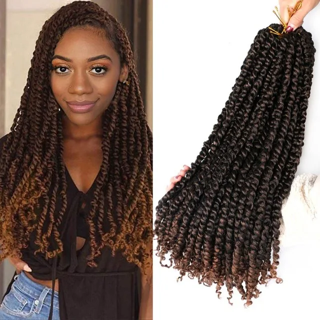 

Imported japanese fiber pre looped passion twist crochet braid synthetic braiding hair ombre color passion twist braids