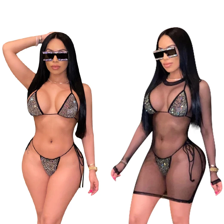

E507 Sexy Bikini 3 Piece Set Micro Mini Bikini Womens Swimwear Bikini Swim Suit Set