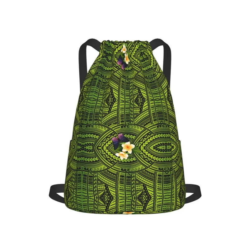 

Polynesian Logo Printed Custom White Bag Wholesale Drawstring Dye School Book Bags For Adults