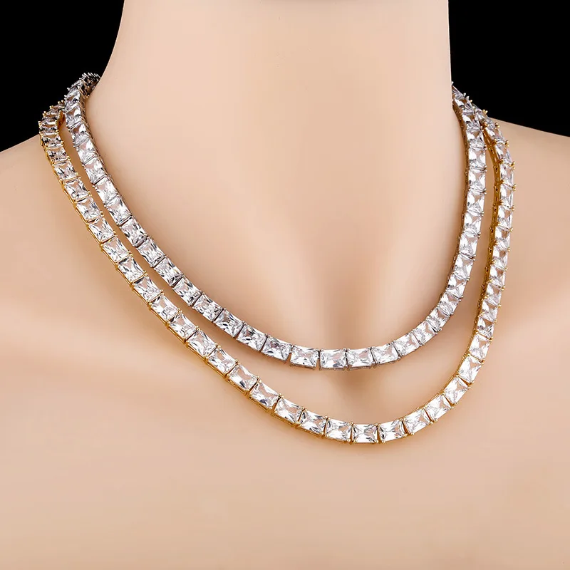 

Drop Shipping 6mm Iced Out CZ Chain Jewelry Tennis Choker Necklace Mens Hip Hop Diamond Tennis Chain for Women