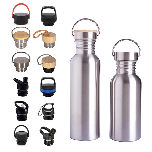 

Wholesale Single Wall Simple Design Stainless Steel Water Bottles Sports With Custom Logo and Straw Different lid