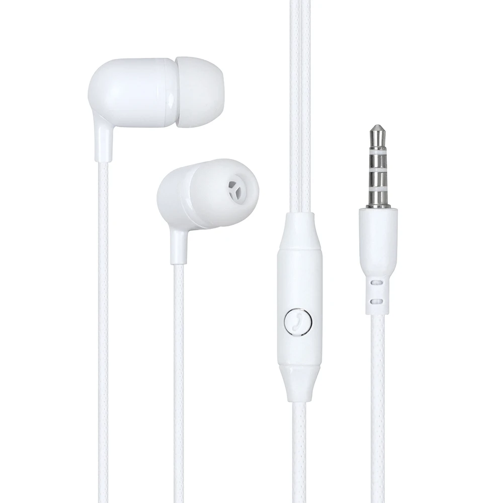 

ear phone White with microphone wholesale wired earphone in-ear 3.5 mm stereo wired earphones, Black ,white