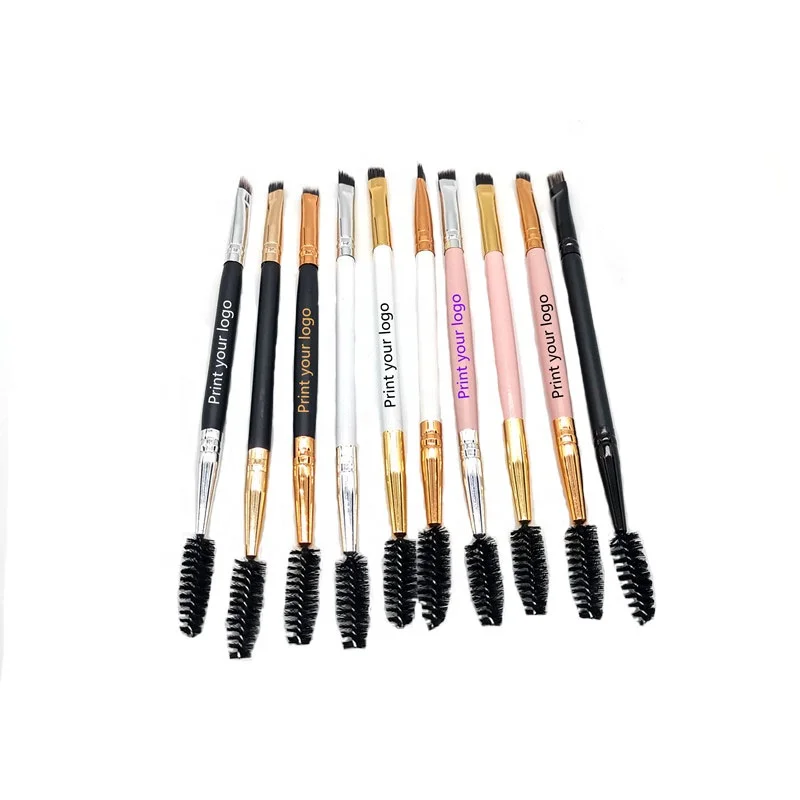 

Custom Logo Free Sample Single Eye Brow Spoolie Angle Brush Duo Private Label Eyebrow Brush And Spoolie With Bag, Picture
