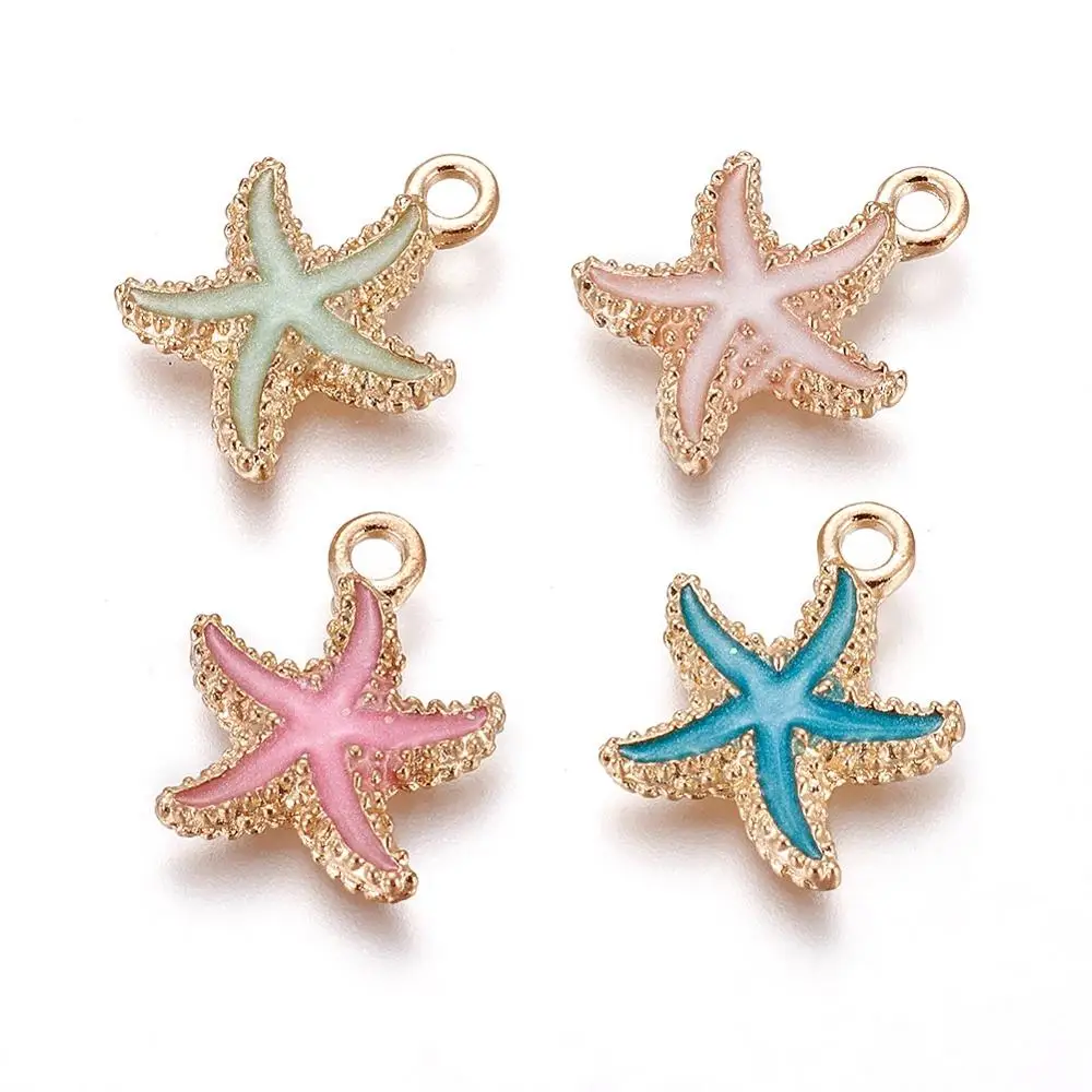 

PandaHall Animal Enamel Alloy Pendants Starfish Light Gold Pendants