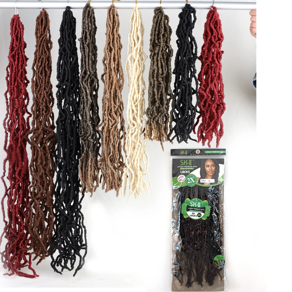 

Synthetic Hair Soft Nu Locs 18 36 inch bobbiboss Crochet Hair Braids Dreadlocks Goddess Faux Locs Wavy Preloop Crochet Braiding