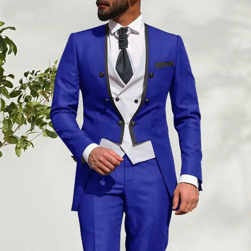 

HD173 Wedding Suit For Men Custom Made 2021 Morning Dinner Party Tailcoat 3 Piece Men Slim Fit Suit Royal Blue Groom Tuxedo, Per the request