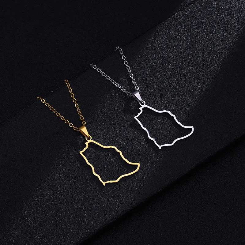 

316L Stainless Steel 18K Gold Plated Saudi Arabia Map Necklace Hollow Out Saudi Arabia Pendant Necklace Saudi Arabia Necklace
