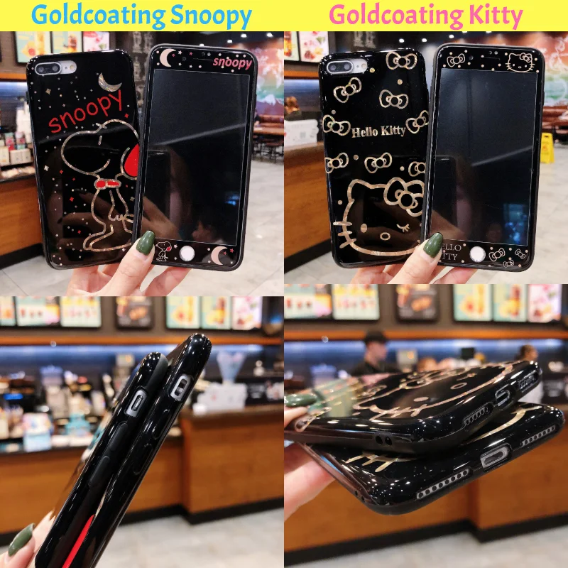 
Cute cartoon monster design Mickey Kitty luffy tpu soft phone case and protective glass for iphone 