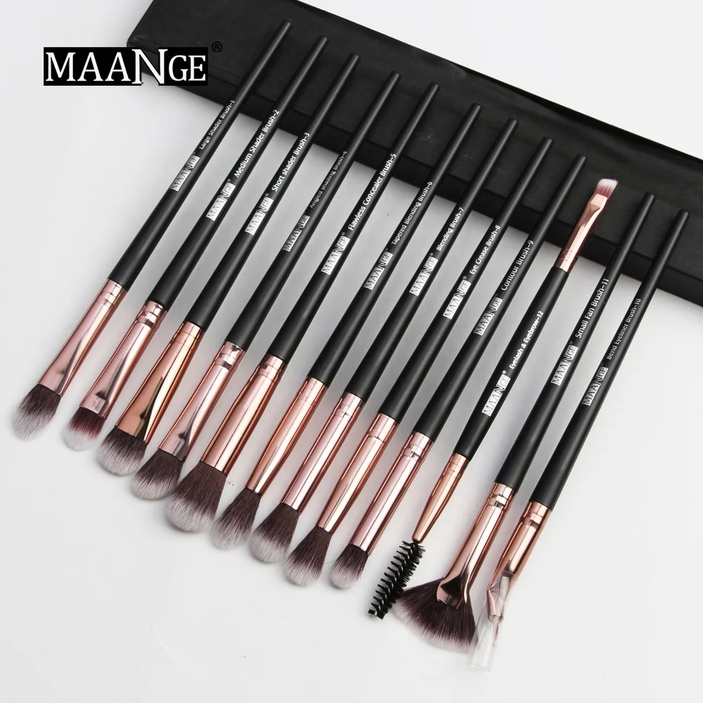 12 pcs Makeup Brush Eye Shadow Blending Eyeliner Eyelash Eyebrow Custom Makeup Brush Set