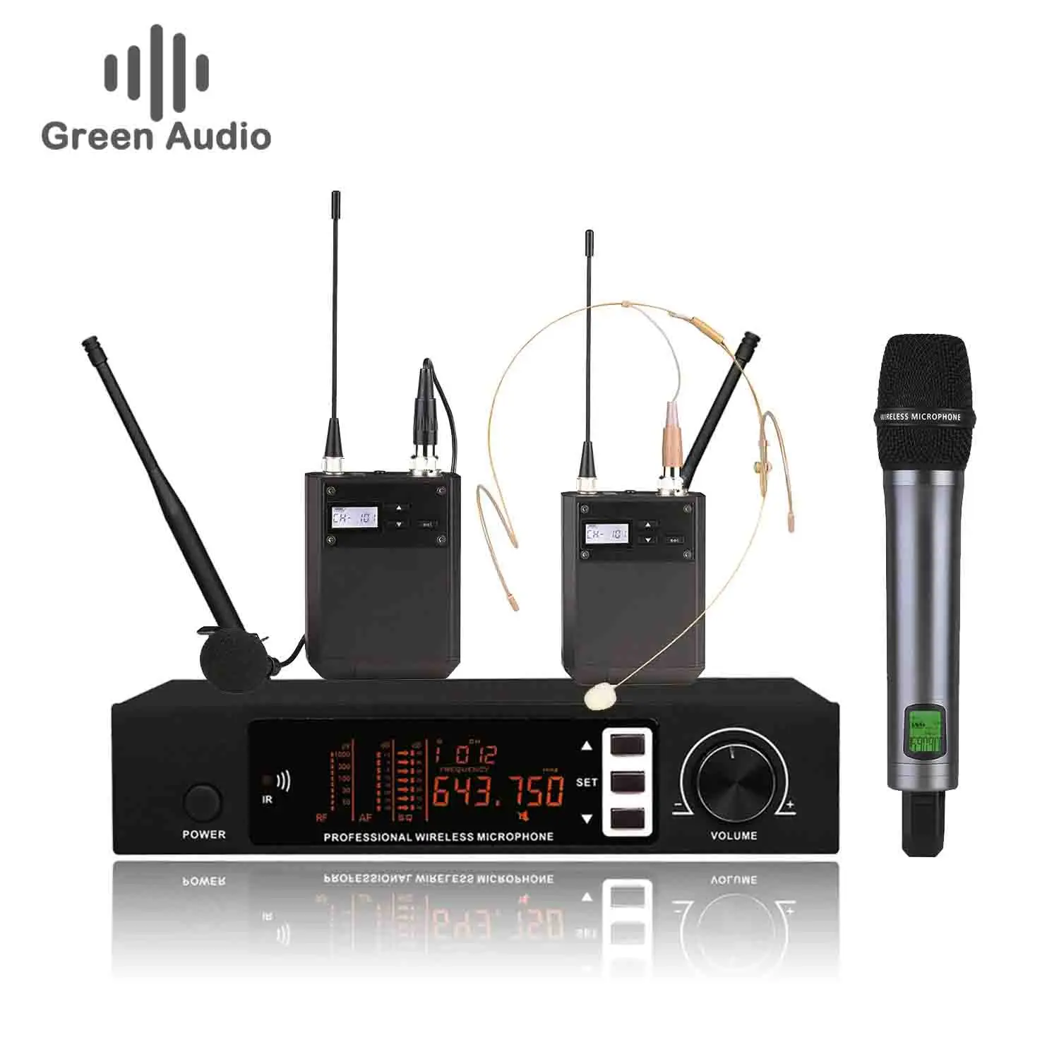

GAW-S9000 100 UHF frequency points true diversity anti-jamming wireless microphone sets