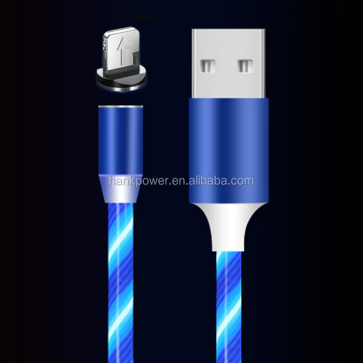 2020 3 in 1 LED Glow Flowing magnetic Charger usb led cable Micro USB Type C 8Pin Charging for iPhone all in one magnet Cable - ANKUX.COM