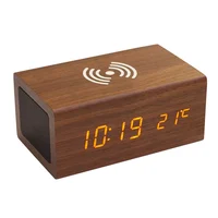 

KH-WC061 Wooden Portable Wireless Charger Speaker With LED Alarm Clock