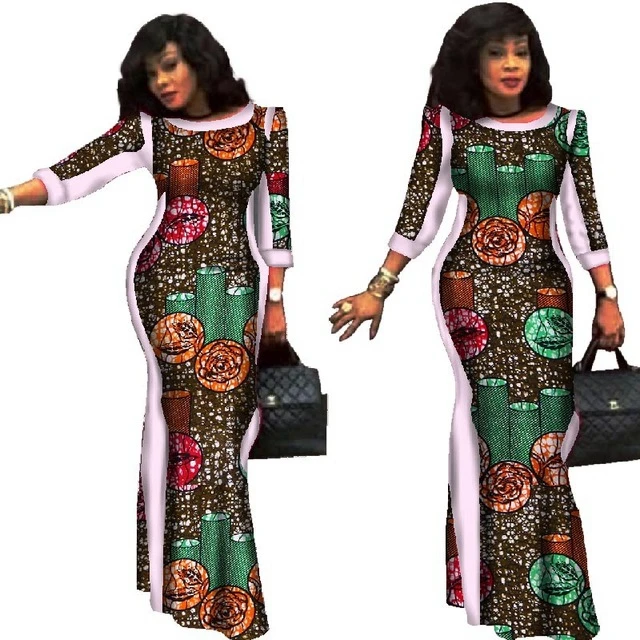 

African Dresses Women Bazin Riche Plus Size African Wax Print 100% Cotton clothing long dresses wy304, Colors