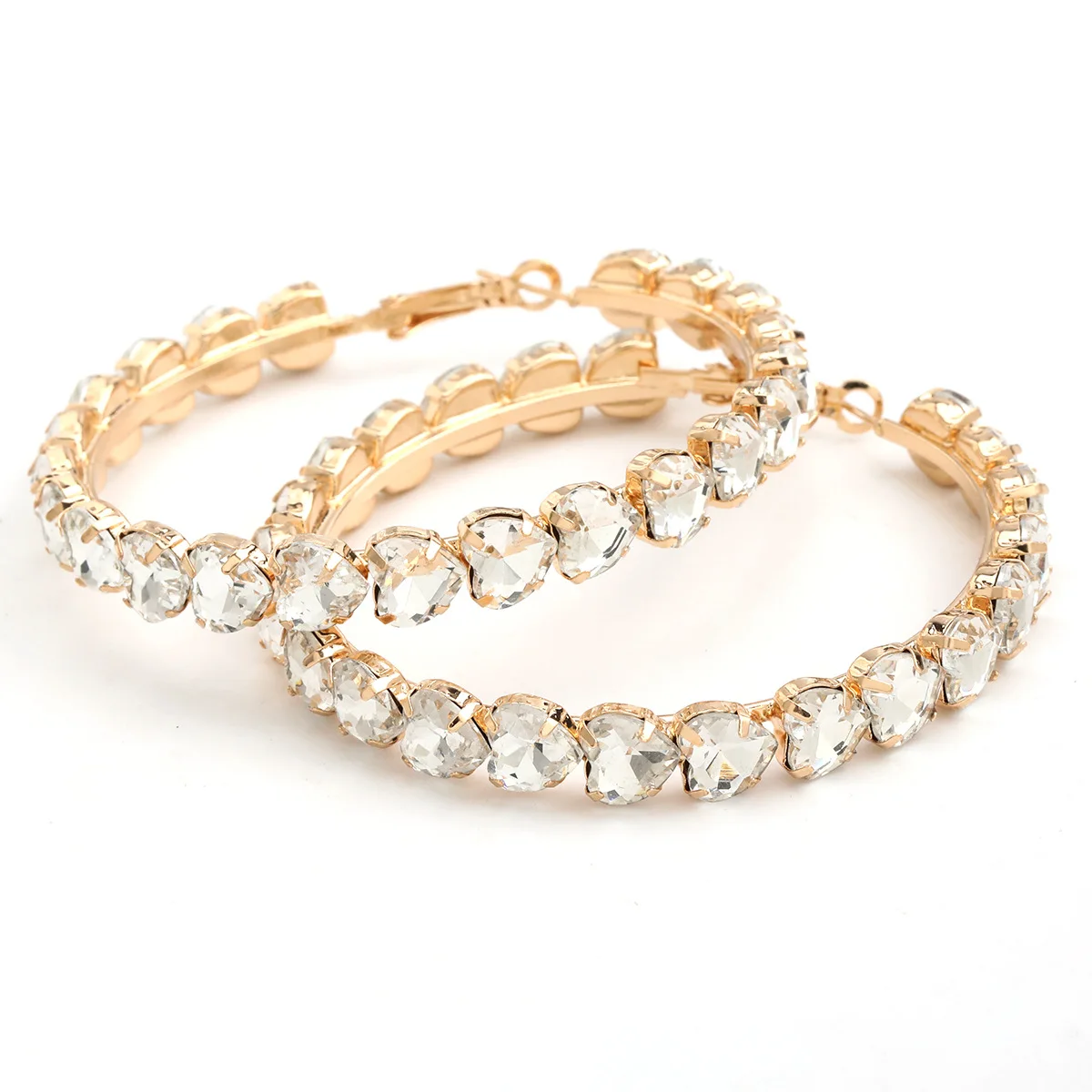 

2020 Fashion Bling Wedding Party earring jewelry crystal hoop earrings Bohemia Women heart crystal hoop earrings, As is or customized