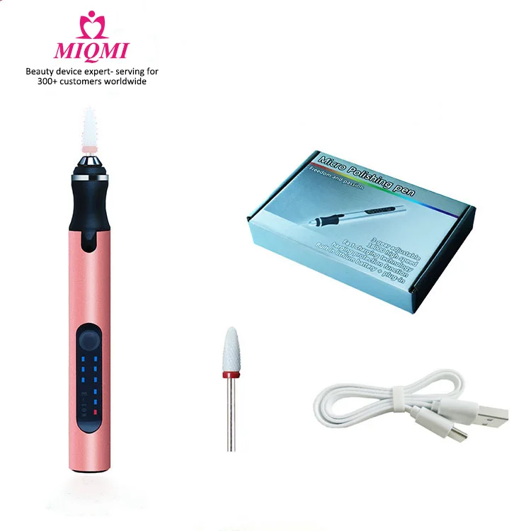 

MIQMI nail polish remover pen portable LED nail drill polisher handheld micro polishing pen gel polish art brush nail art pen, Rose gold/sillver