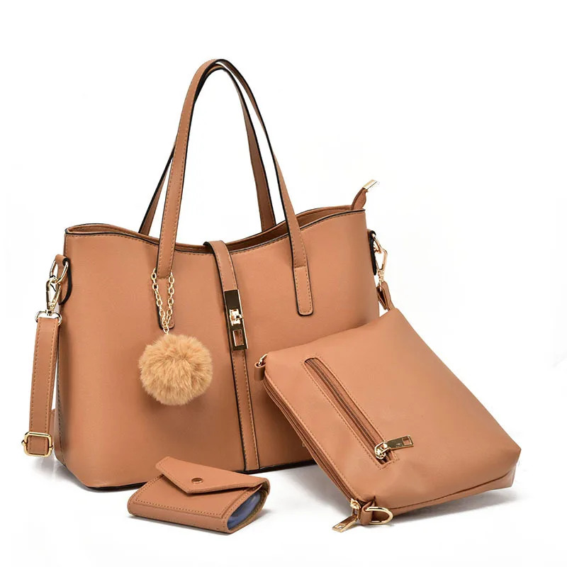 

2021 fashion style luxury lady designer bag hand bags ladies tote bag sets with 3 pieces manufacturer wholesale, Red,black,brown