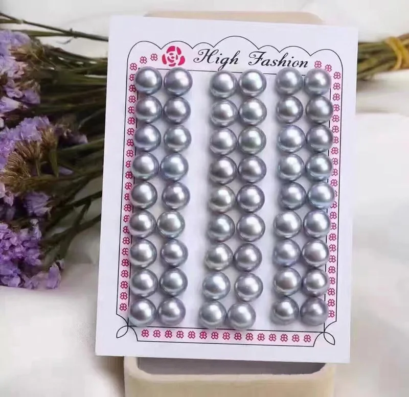 

3A grade high quality natural Freshwater pearl  white/pink/purple Loose Button Pearl for pearl earrings