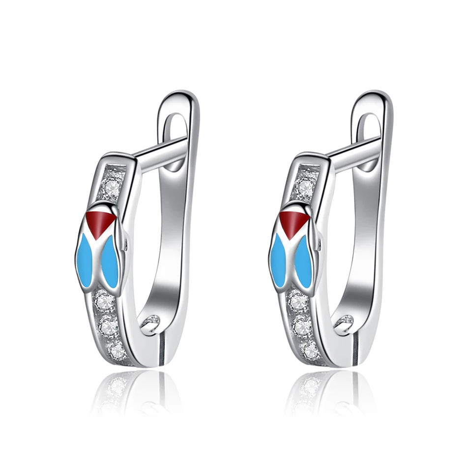 

Fashion Jewelry Shiny Cubic Zirconia Blue Crystal Cicada Earrings for Kids Baby Child 925 Sterling Silver Hoop Earrings Gift