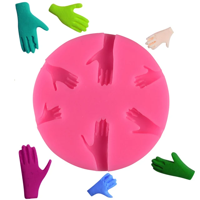 

Silicone resin mold hand shape fondant cake chocolate decoration tools, Pink