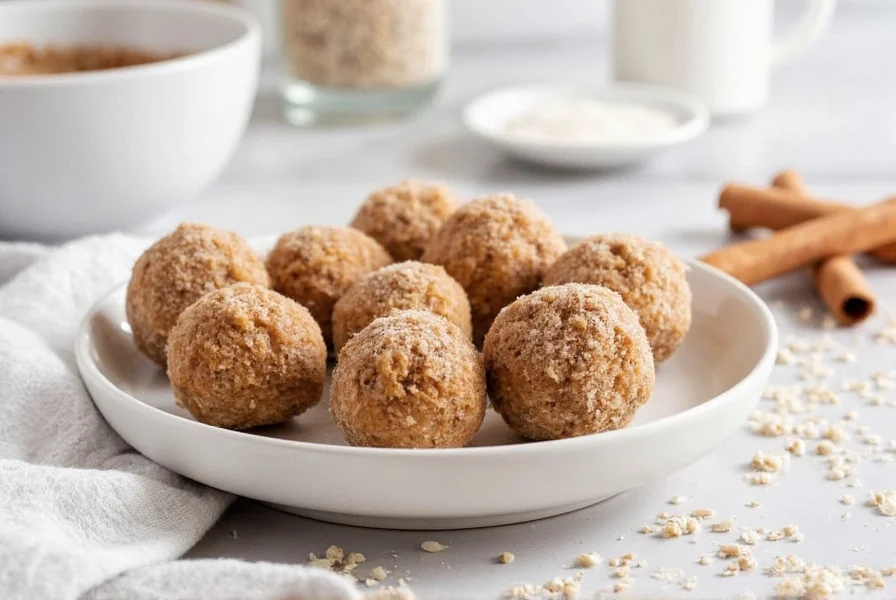 Homemade cinnamon bites arranged on a rustic wooden board