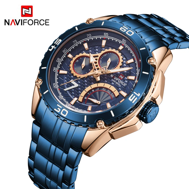 

NAVIFORCE 9183 Men New Watches 30M Waterpoof Luxury Watches Luminous Hands Sports Watch Stainless Steel Clock Relogio Masculino