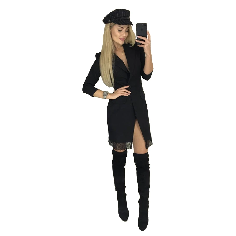 

European and American pure color buttons seven-sleeve Lace Slim Dress for Spring and summer 2021 new style, Black,burgundy