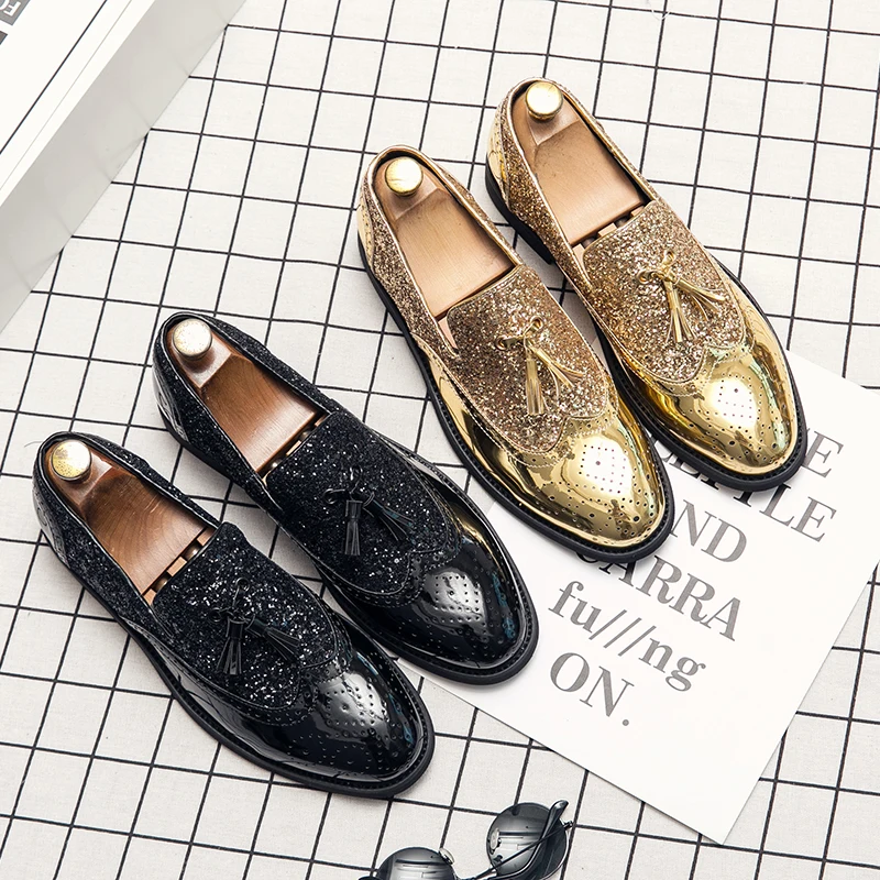 

Men Formal Business Brogue Shoes Luxury Men's Dress Shoes Male Casual Leather Wedding Party Loafers
