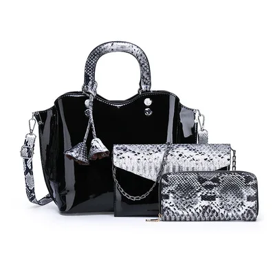 

KL8075 The latest shiny women's handbags handbags snake print ladies shoulder bags wallets and handbags wholesale