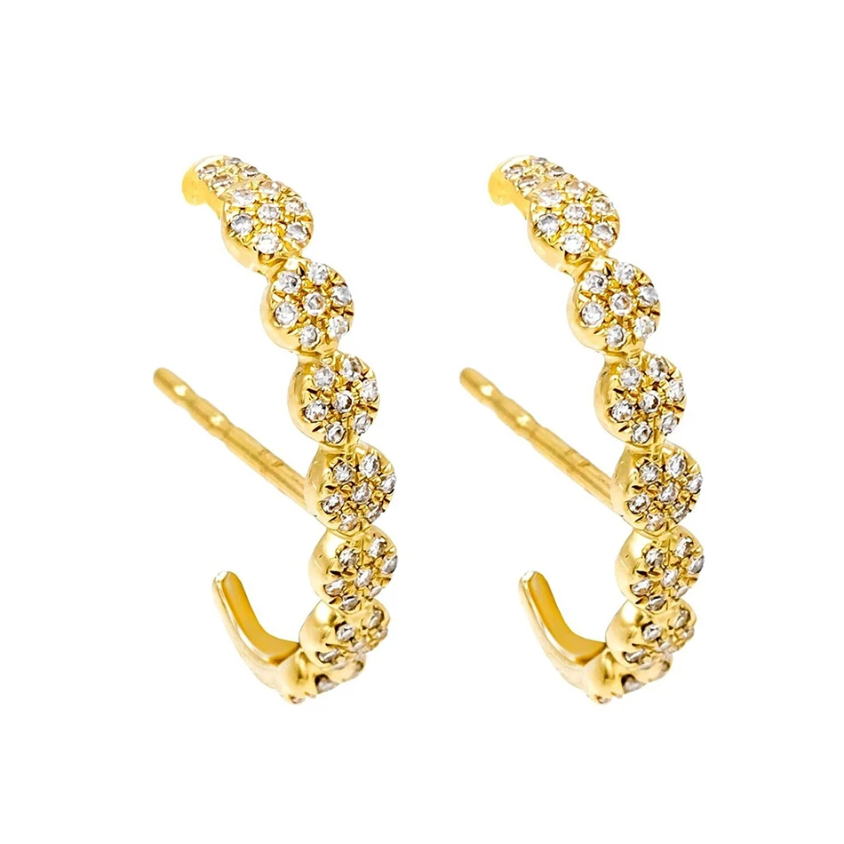 

wholesale jewelry supply co 925 sterling silver women jewelry 18k gold plated diamond disc hook stud earrings