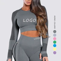 

New Fashion Multicolor Gym Wear Fitness Women Long Sleeve Yoga Set Tight Yoga Pants