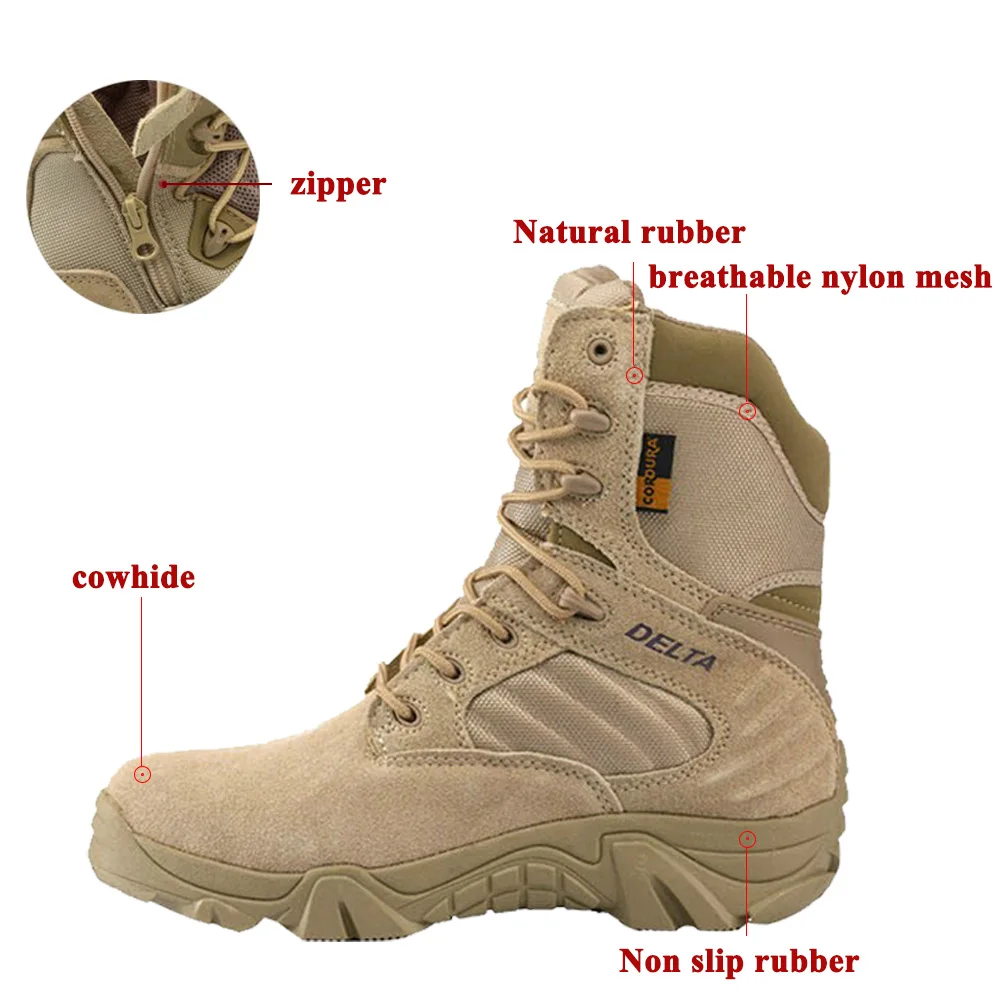 
2020 new function factory cheap price leather tactical military combat army ankle boots hiking shoes for men 