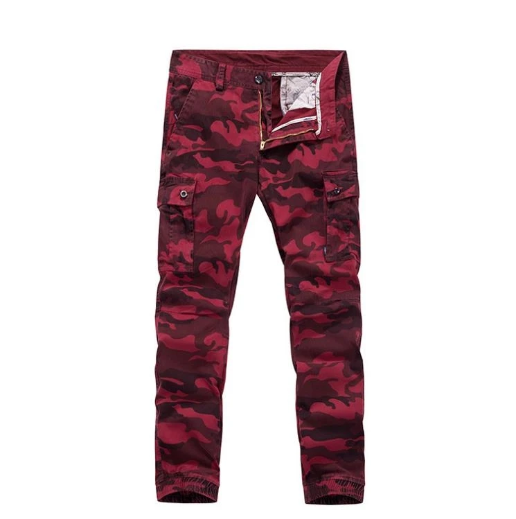 

Wholesale Fashion Woodland Jogger Red Printed Camouflage Slim Fit Trousers Men's Camo Cargo Pants Trousers