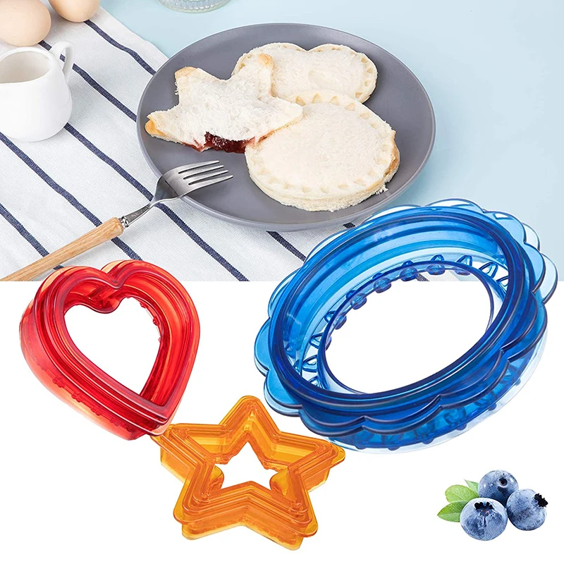 

3 Set Sandwich Cutter and Sandwich Sealer Decruster Sandwich Maker for Kids Lunch and Bento