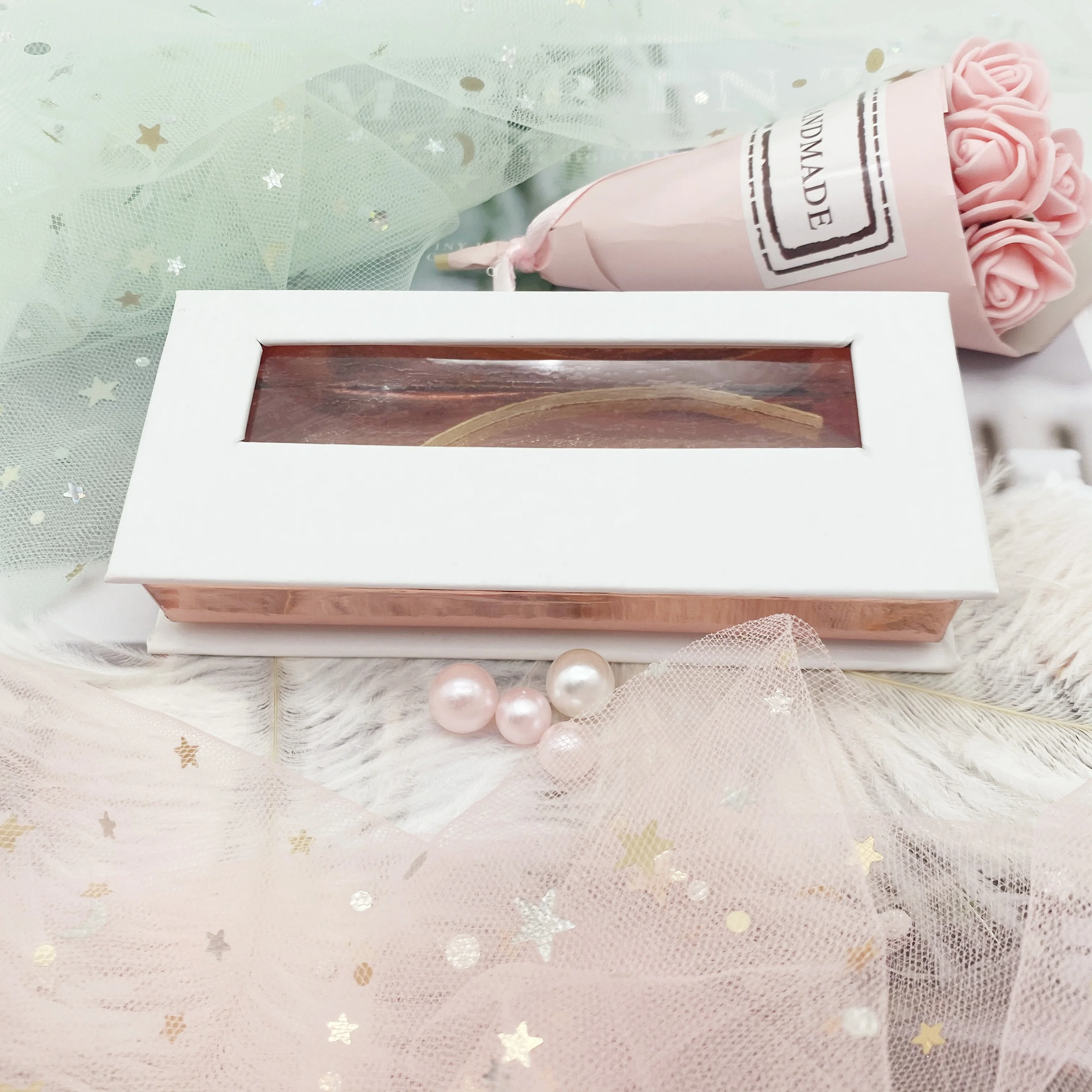 

magnetic window lash box custom logo printed white eyelash vendor customized boxes