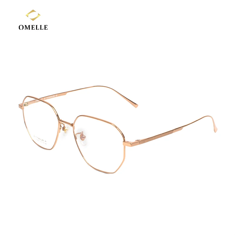 

OMELLE Shenzhen High Quality Optical Frame Hexagon Design IP Plating Titanium Eyeglasses