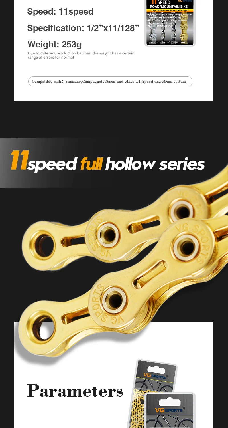 Vg Sports Ultralight 8 9 10 11 Speed Bicycle Chain Bike Chain Half/full