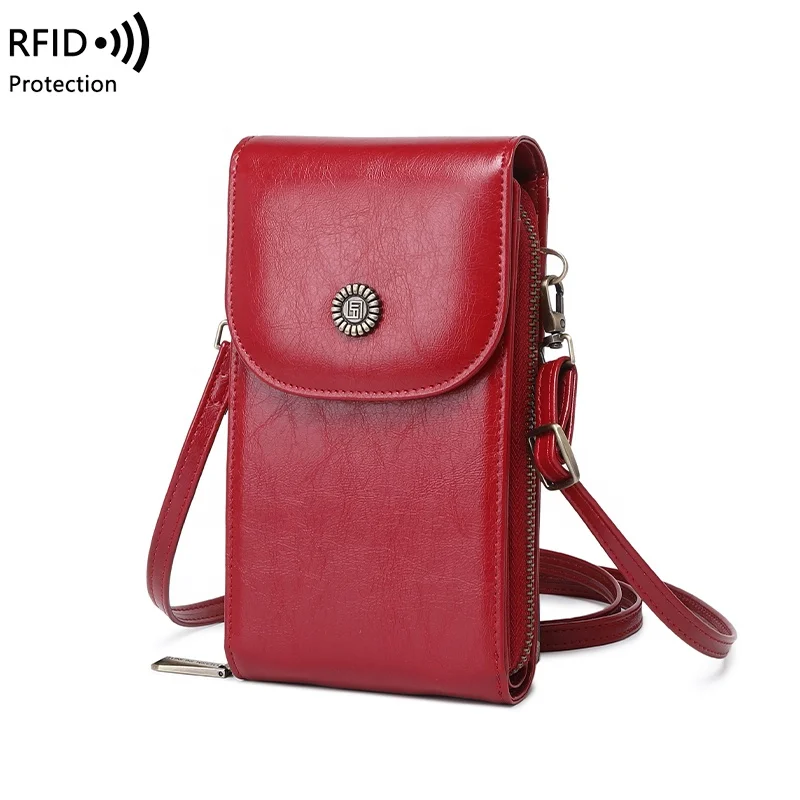 

2022 Amazon hot sale PU leather RFID mini mobile phone shoulder bag large capacity hand bag crossbody bag women