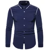 Refined OEM Service Polyester Solid Long Sleeves Slim Fit Shirts for Men