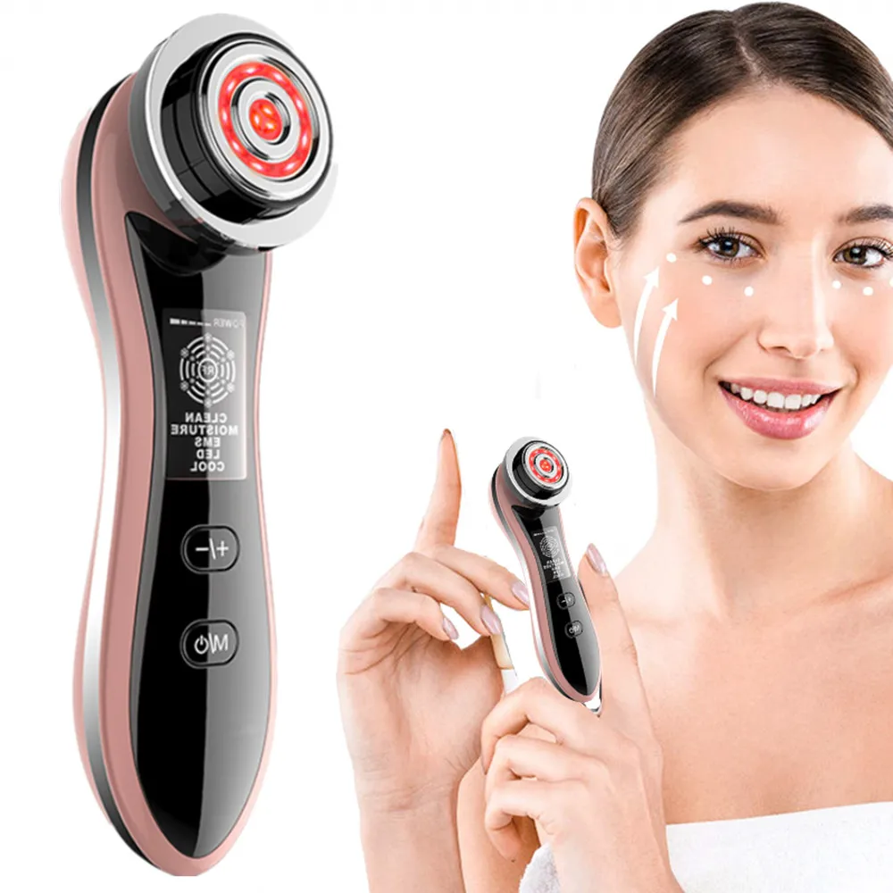 

6 in 1 beauty best facial rf skin tighting anti aging device face lifting machine led therapy face massager