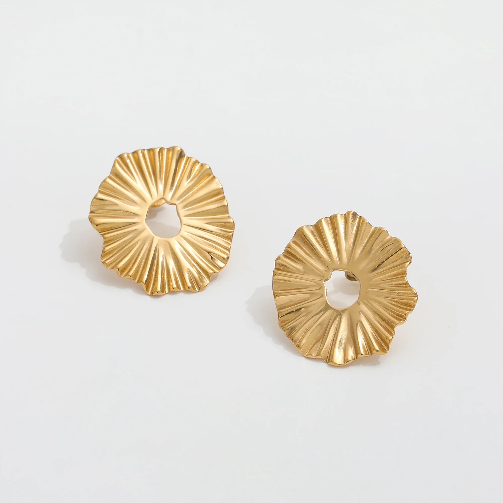 JOOLIM  High End 18K Gold Plated Sun Flower Stud Earring Stainless Steel Earring Wholesale