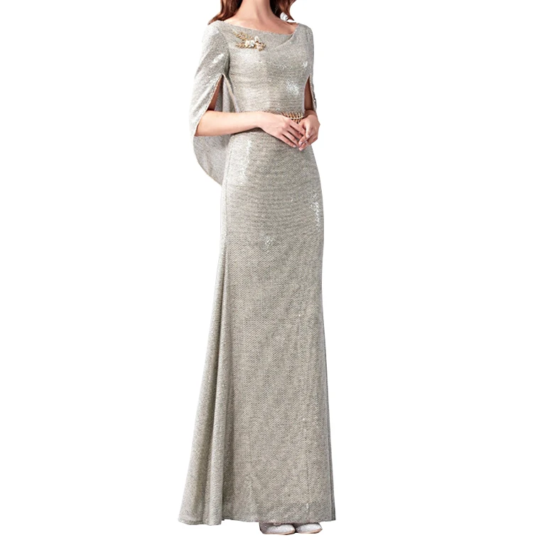 

High Quality Floor-Length Breathable Flowers Crystal Vintage Evening Party Dress Women, Customized colors