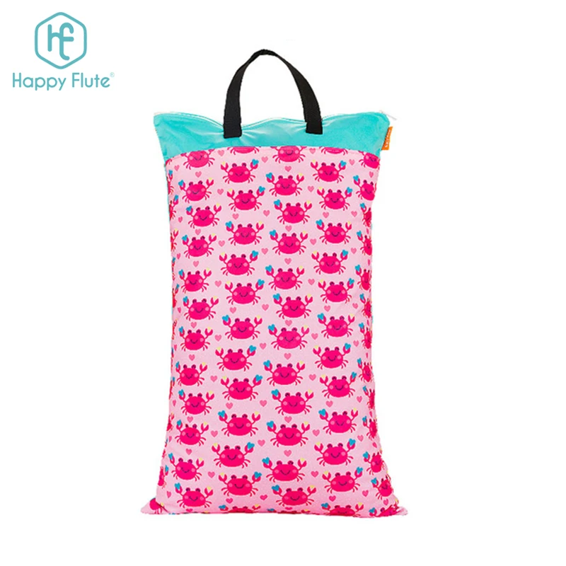 

Happyflute Hot Selling New Design Waterproof Baby Diaper Bags Reusable Washable Wet Bag, Cute fashion prints