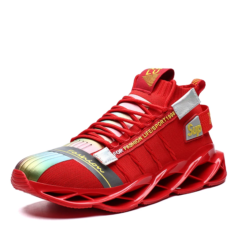 

The latest branded blade men sneakers Knitting breathable red casual shoes