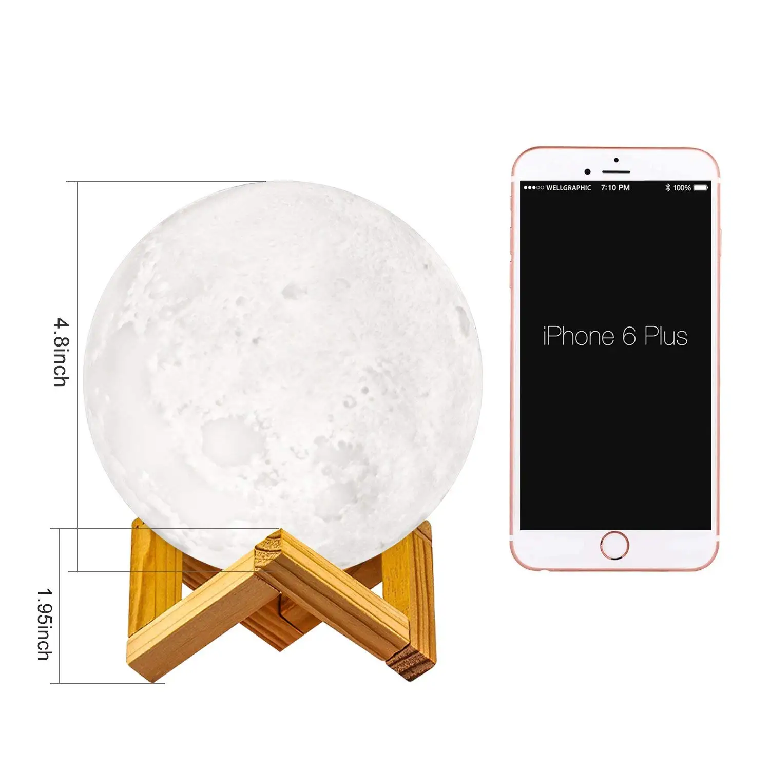 3D Star Moon Light Kids Night Light Lamp 16 Colors LED Moon Lamp with Wood Stand, Remote & Touch Control USB Rec