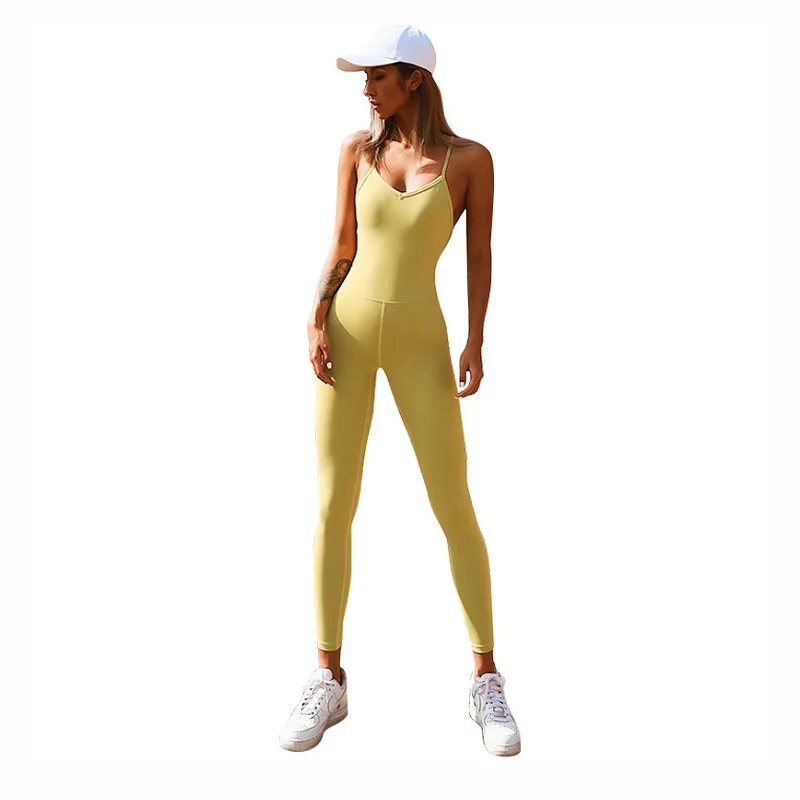 

Women Sexy Lumei Back Yoga Suit Female one-piece sling chest pad air sports fitness